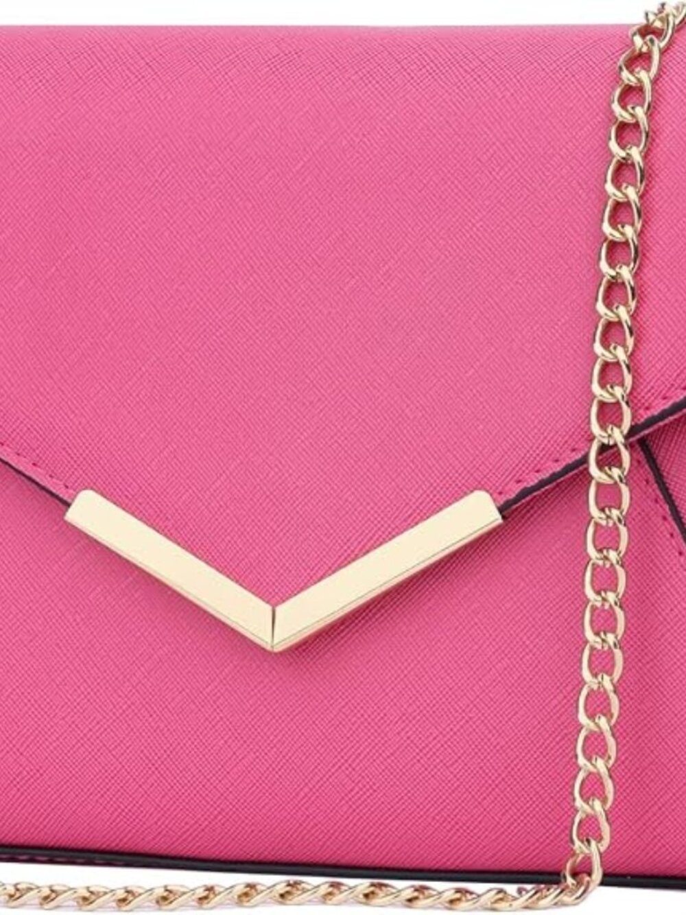 〽️women fuchsia Envelope Detachable Metal Chain Crossbody Shoulder Bag